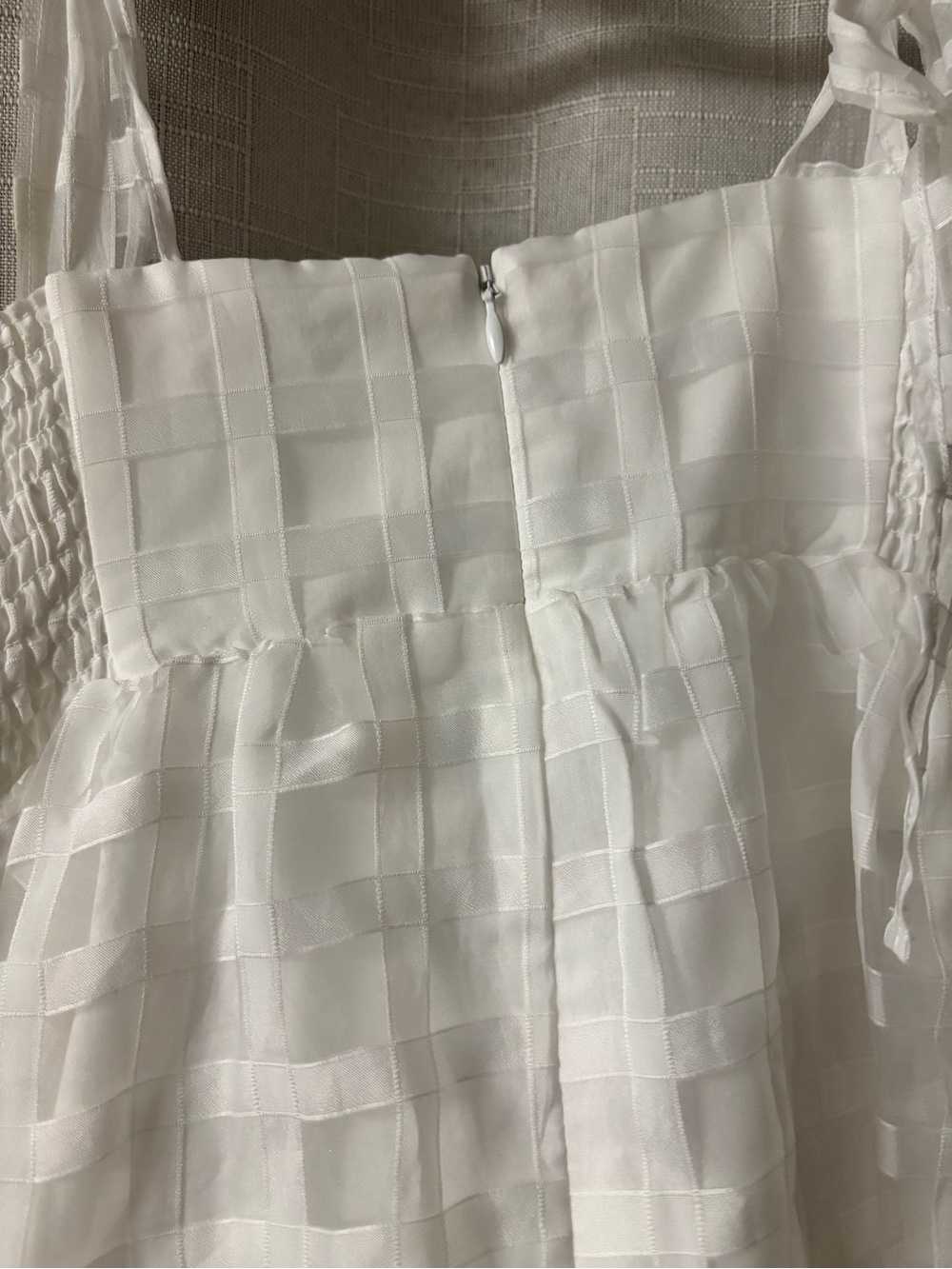 Amanda Uprichard Russo White Checkered Baby Doll Mini Dress - Picture 10 of 11